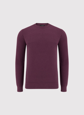 Śliwkowy sweter męski o-neck
