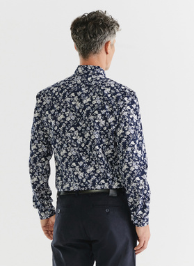 Granatowa kwiecista koszula