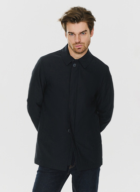 Granatowy przejściowy płaszcz męski