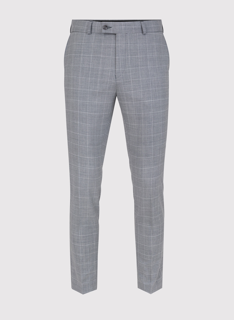 Szary garnitur męski z wełny