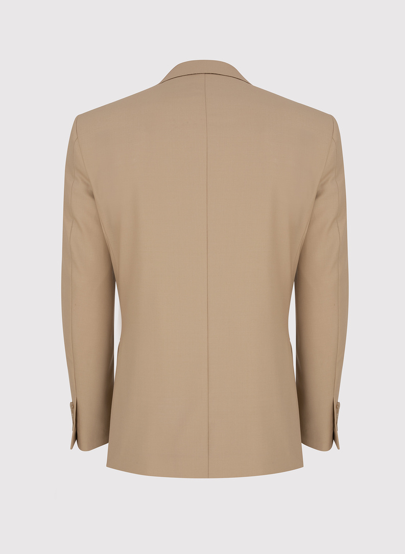 Beżowy męski garnitur z wełną