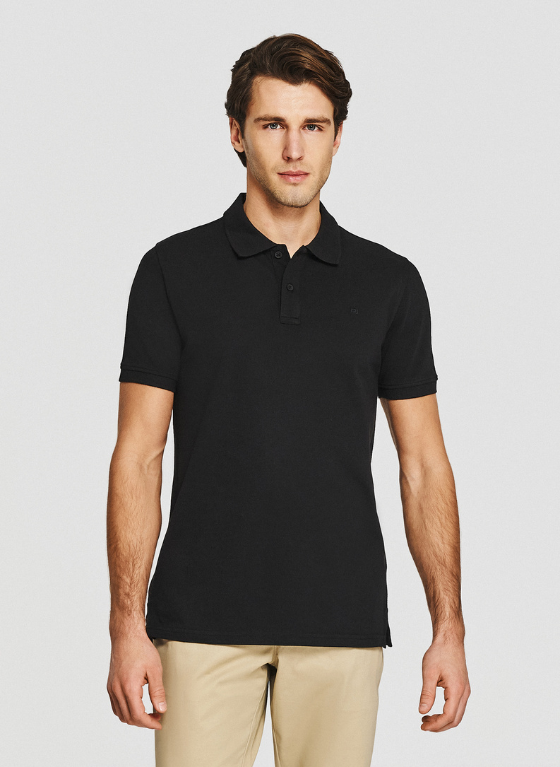 Czarne męskie polo z bawełny