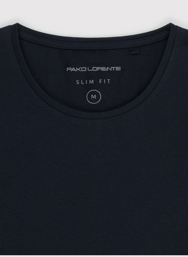 Granatowy gładki T-shirt Basic