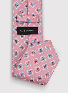 Różowy krawat męski w kwiaty