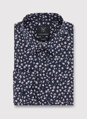 Granatowa koszula męska w kwiatki