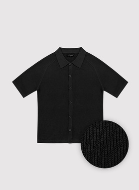 Czarne swetrowe polo z lnem