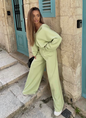 Zielony dwuczęściowy komplet dresowy