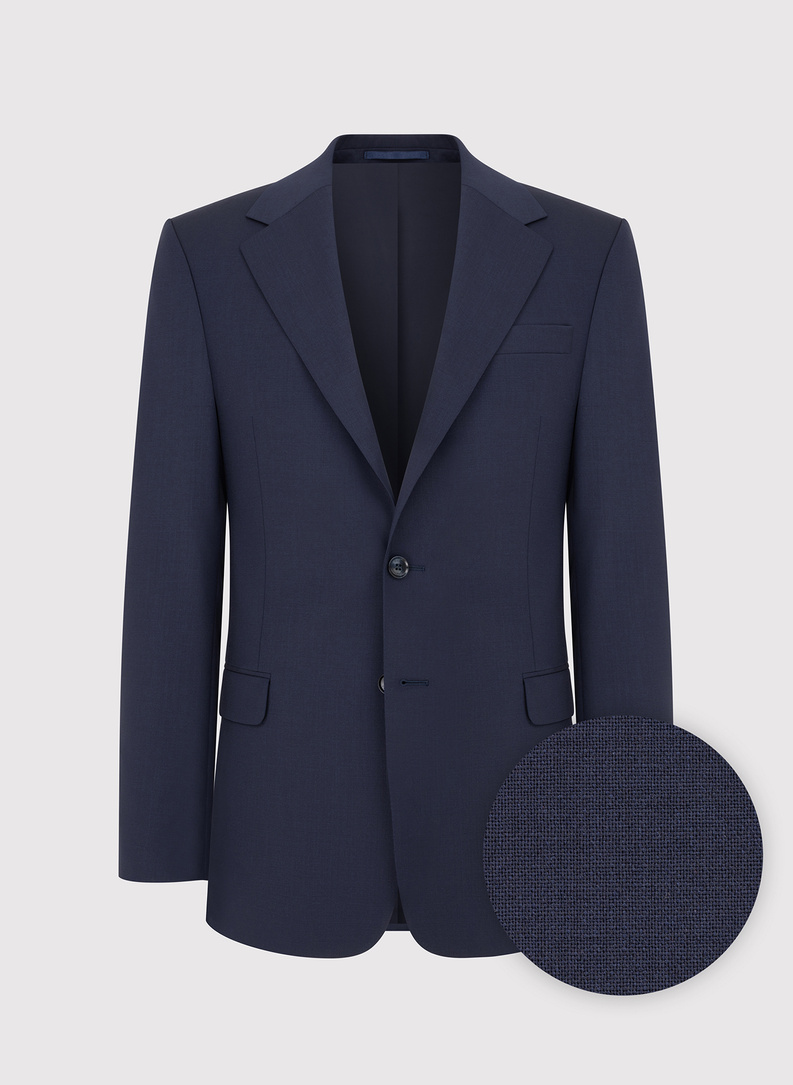 Wełniany granatowy garnitur męski