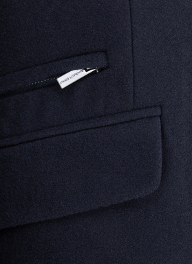 Męski płaszcz z wełną w kolorze granatowym