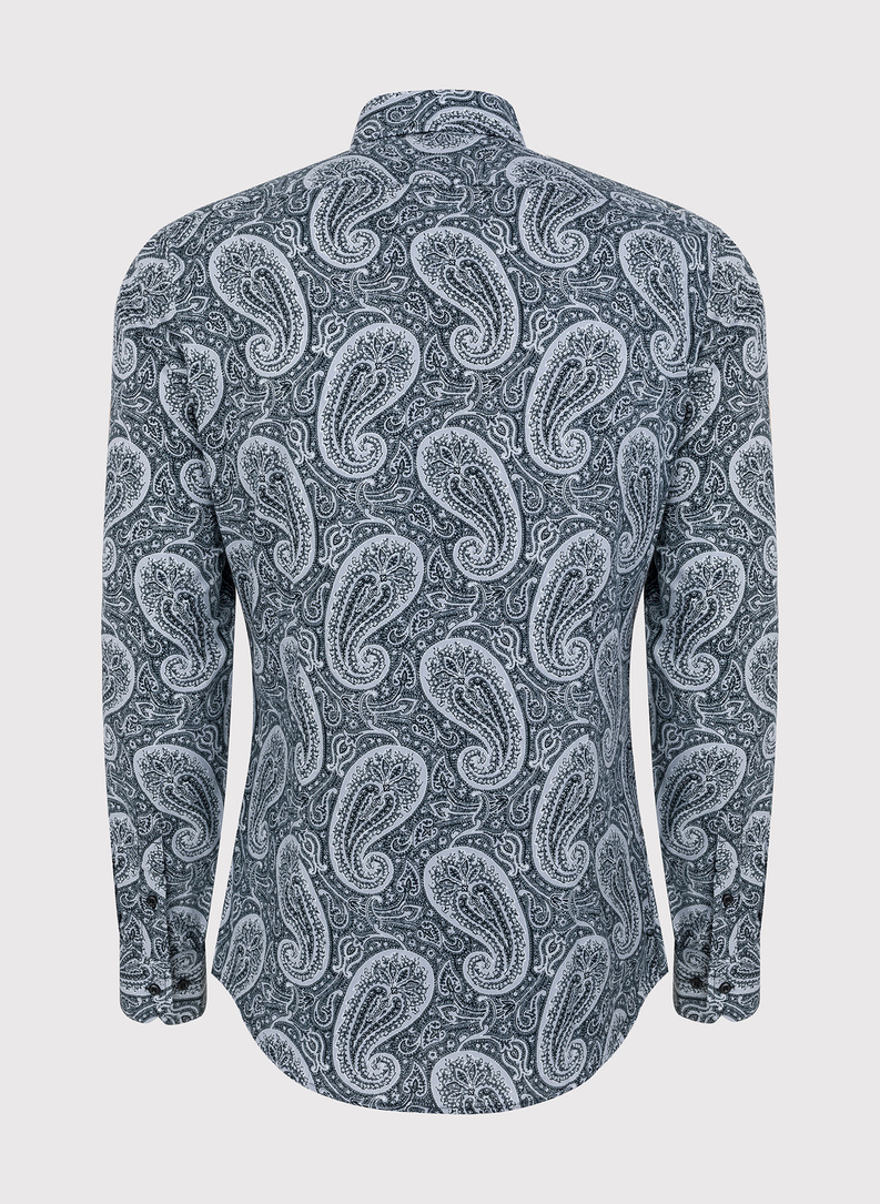 Męska czarna koszula we wzór paisley