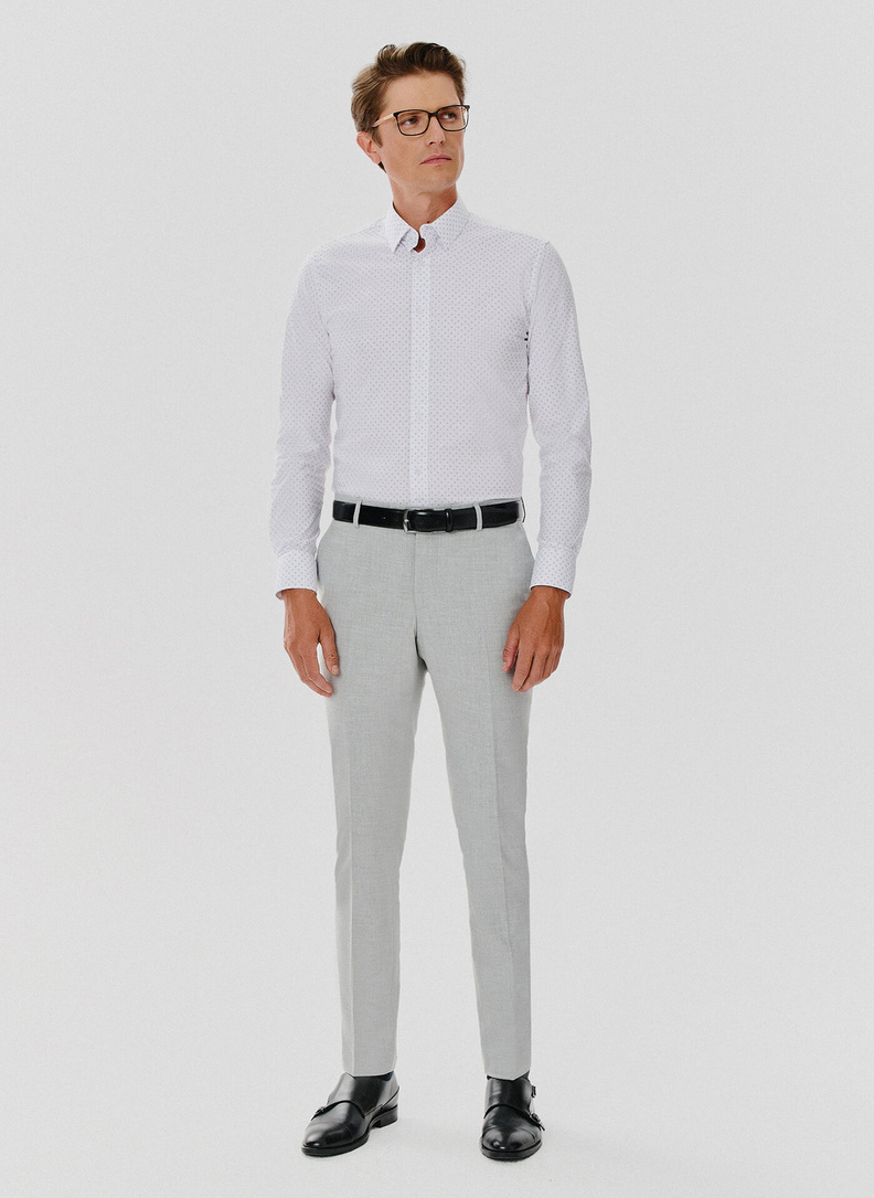 Biała koszula męska mikrowzór