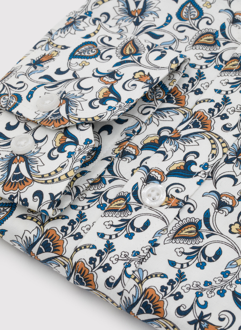 Biała koszula męska kolorowe kwiaty