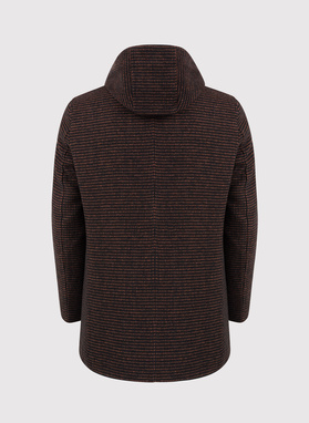 Płaszcz męski w mikrowzór z odpinanym kapturem 