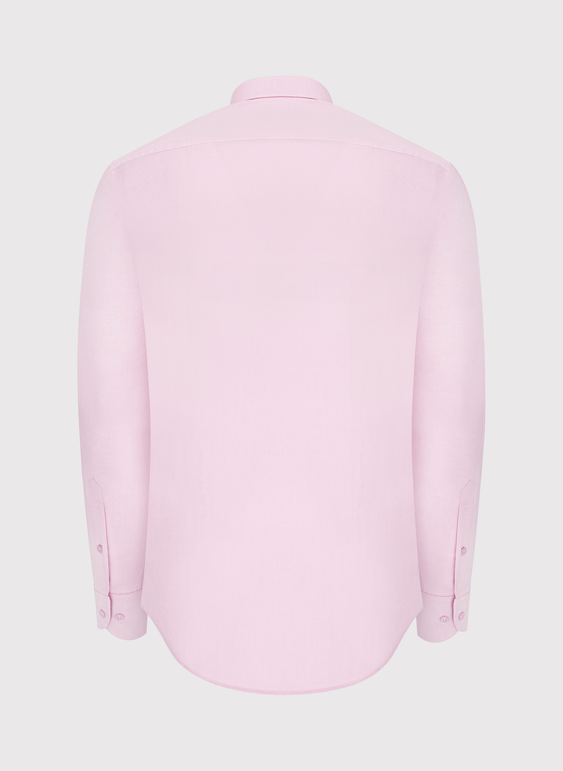 Koszula męska z długim rękawem w kolorze różowym