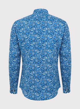 Casualowa niebieska koszula w paisley