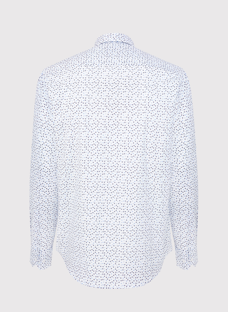 Biała koszula męska w niebieskie listki