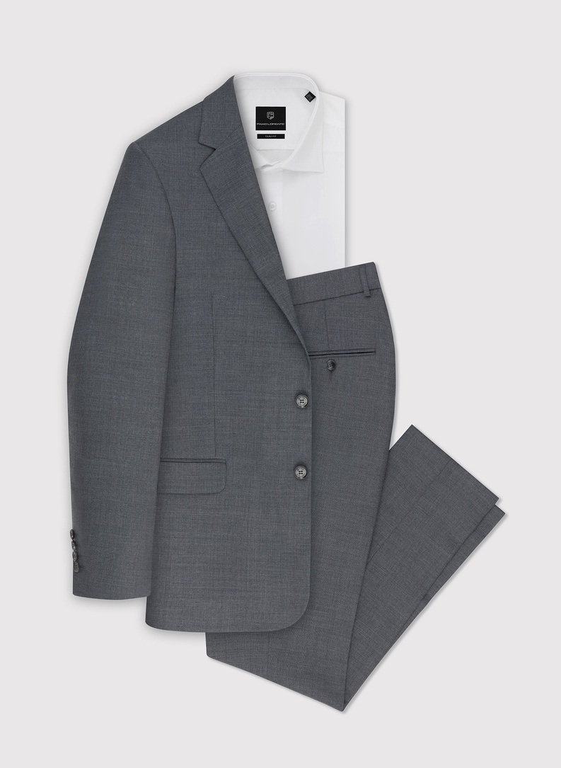Szary wełniany garnitur