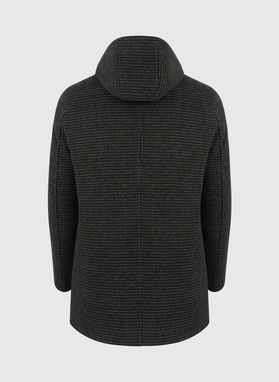 Czarno-zielony płaszcz męski z odpinanym kapturem