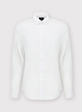 Biała koszula męska w brązowe kropki