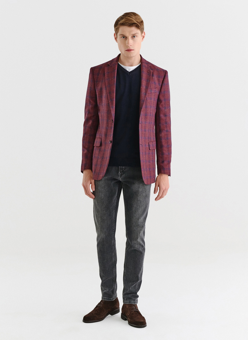 Bordowa marynarka casualowa