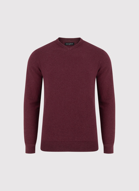 Bordowy sweter v-neck