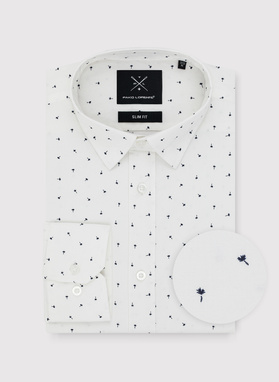 Biała koszula męska w mikrowzór