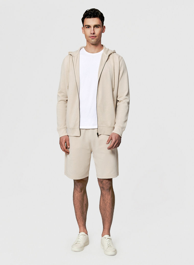 Beżowa bluza dresowa z kapturem
