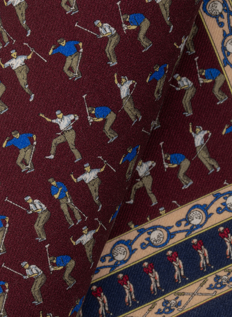 Bordowa poszetka męska w motyw golfistów