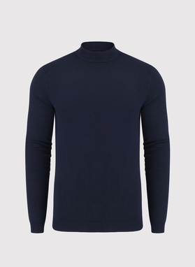 Granatowy gładki półgolf męski