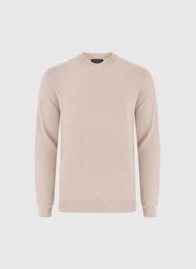 Beżowy sweter męski w serek