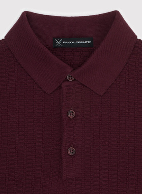 Bawełniany sweter polo w kolorze bordowym