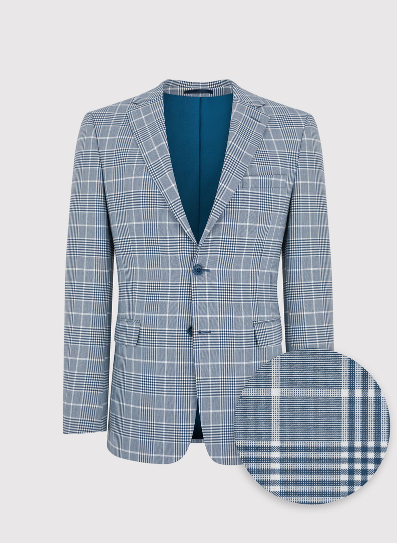 Niebieski garnitur w kratę