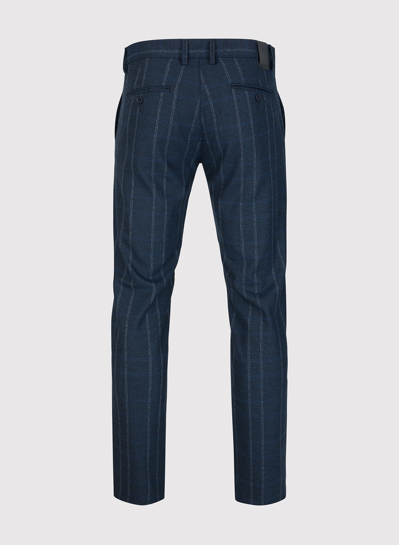 Granatowe spodnie męskie w kratę