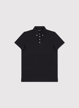 Czarny t-shirt polo z bawełny