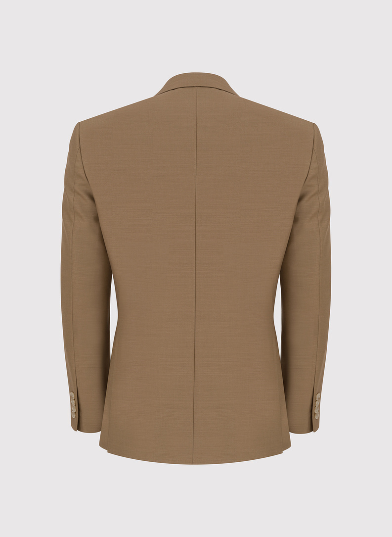 Jasnobrązowa garniturowa marynarka męska z wełną 