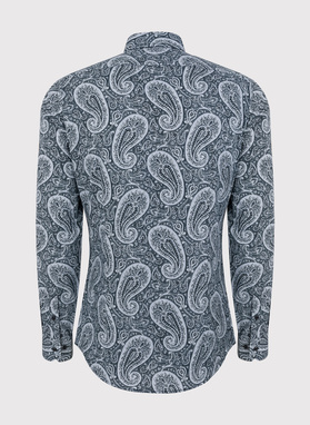 Męska czarna koszula we wzór paisley
