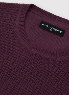 Śliwkowy sweter męski o-neck