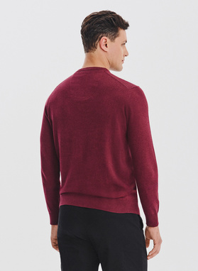 Bordowy sweter męski v-neck
