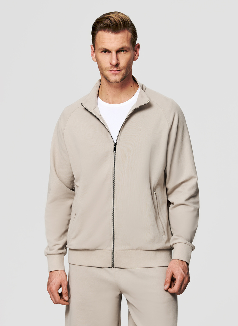 Rozpinana beżowa bluza dresowa