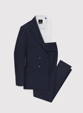 Dwurzędowa marynarka garniturowa w subtelną kratę