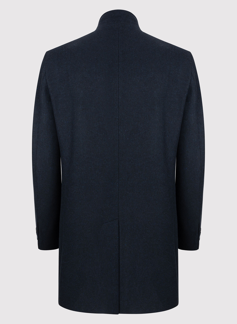 Granatowy płaszcz męski ze stójką