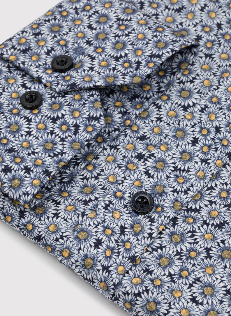 Granatowa koszula męska w kwiaty