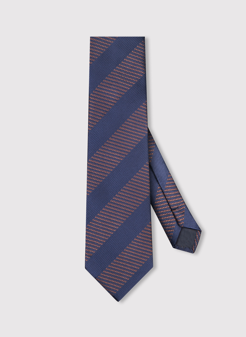 Granatowy krawat męski w skośne pasy