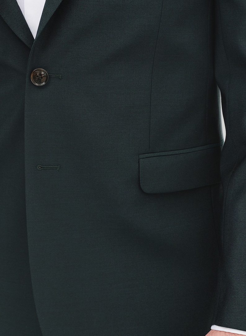 Wełniany zielony garnitur męski