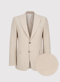 Beżowa marynarka garniturowa w prążek