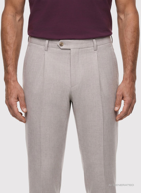 Jasnobeżowe spodnie z zakładkami
