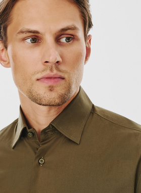 Oliwkowa koszula męska długi rękaw