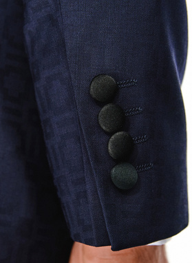 Granatowa żakardowa marynarka smokingowa