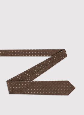 Brązowy krawat męski w mikrowzór