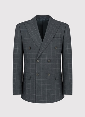 Szara dwurzędowa marynarka w kratę